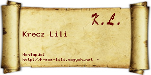 Krecz Lili névjegykártya